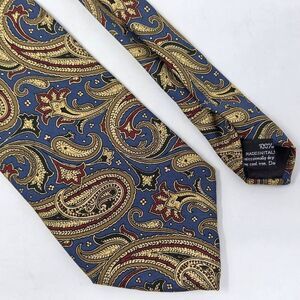 ENRICO COVERI ITALY SILK TIE BLUE TAN RED PAISLEY LUXURY SMOOTH 3.75" X 58"